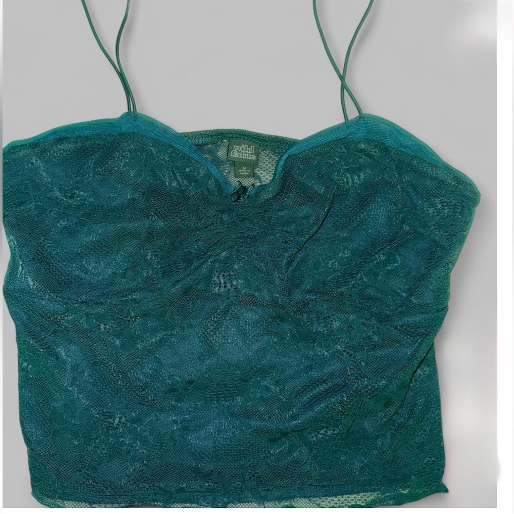 Wild Fable Teal Lace Crop Top